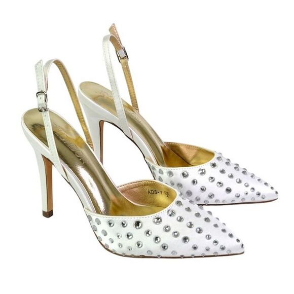 XY London Shoes - XY London Womens/Ladies Shelly Pointed Bridal High Heels / Ivory